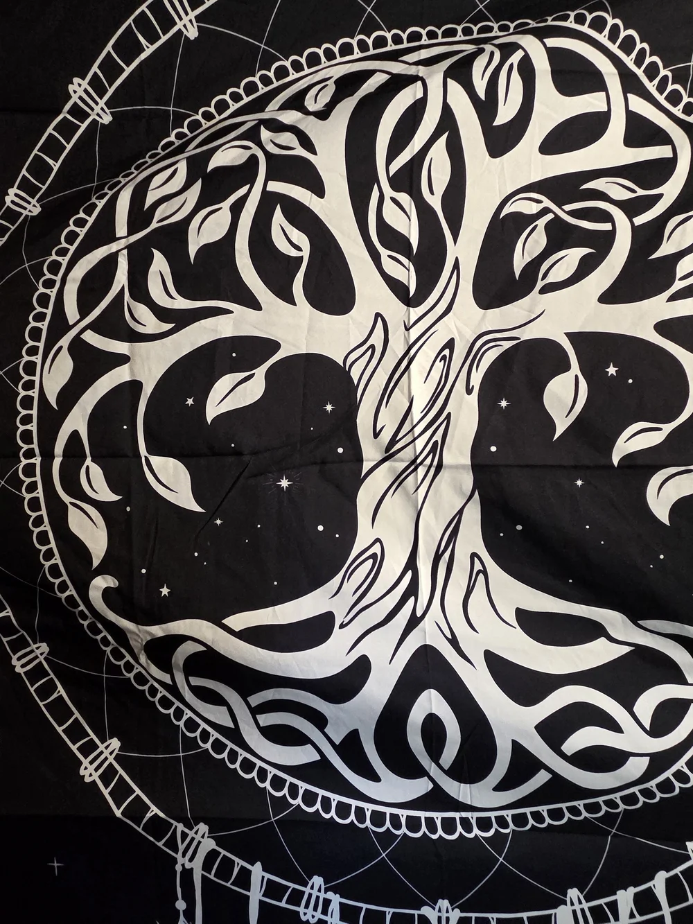 50inWx57inL Black & White Tree of Life Tapestry
